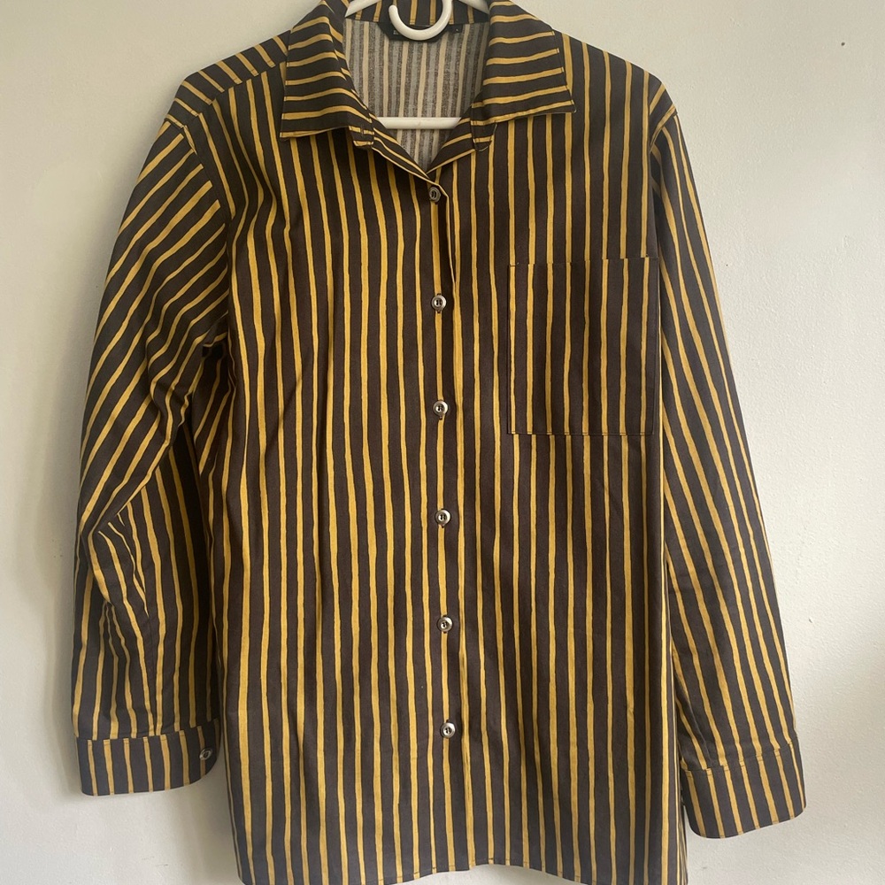 Vintage Marimekko Black and Yellow Striped Shirt